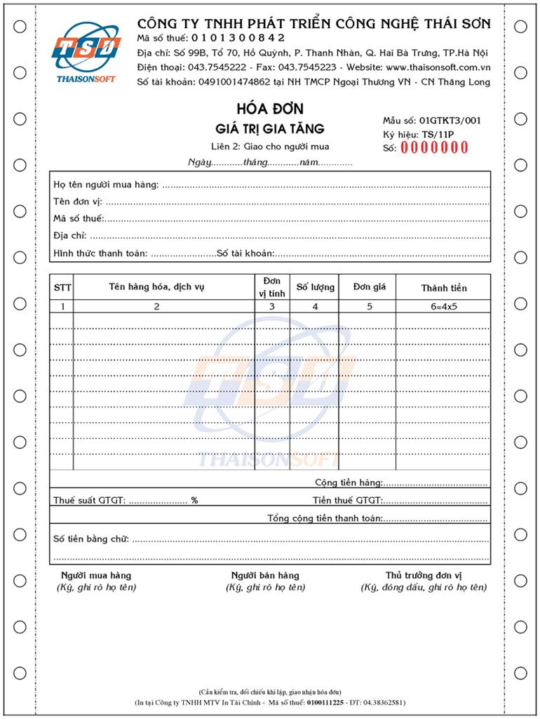 Giải pháp in logo công ty, ảnh nền màu lên hóa đơn