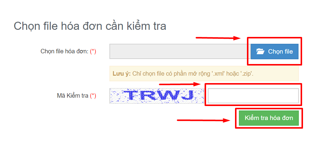 Nhập dữ liệu cần thiết để đọc file xml của hóa đơn điện tử