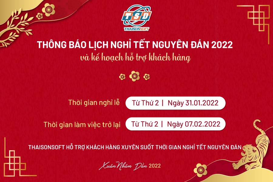 ThaisonSoft thông báo lịch nghỉ Tết Nguyên đán 2022 